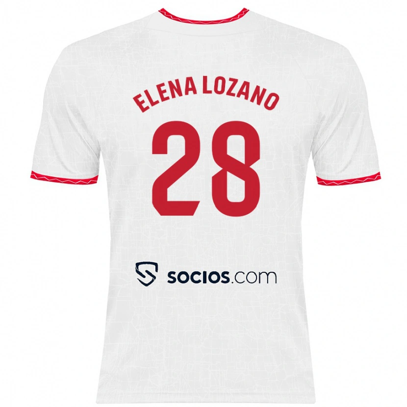 Danxen Kvinder Elena Lozano Gallego #28 Hvid Rød Hjemmebane Spillertrøjer 2024/25 Trøje T-Shirt