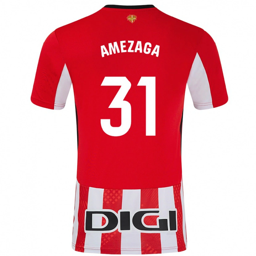 Danxen Kvinder Jone Amezaga #31 Rød Hvid Hjemmebane Spillertrøjer 2024/25 Trøje T-Shirt