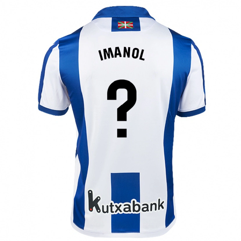 Danxen Kvinder Imanol Ruiz #0 Hvid Blå Hjemmebane Spillertrøjer 2024/25 Trøje T-Shirt