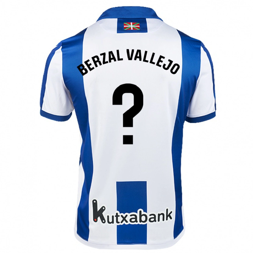 Danxen Kvinder Asier Berzal #0 Hvid Blå Hjemmebane Spillertrøjer 2024/25 Trøje T-Shirt