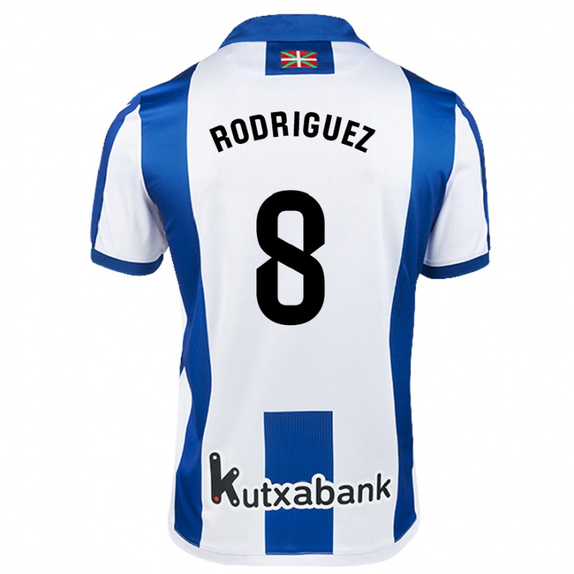 Danxen Kvinder Mikel Rodriguez #8 Hvid Blå Hjemmebane Spillertrøjer 2024/25 Trøje T-Shirt