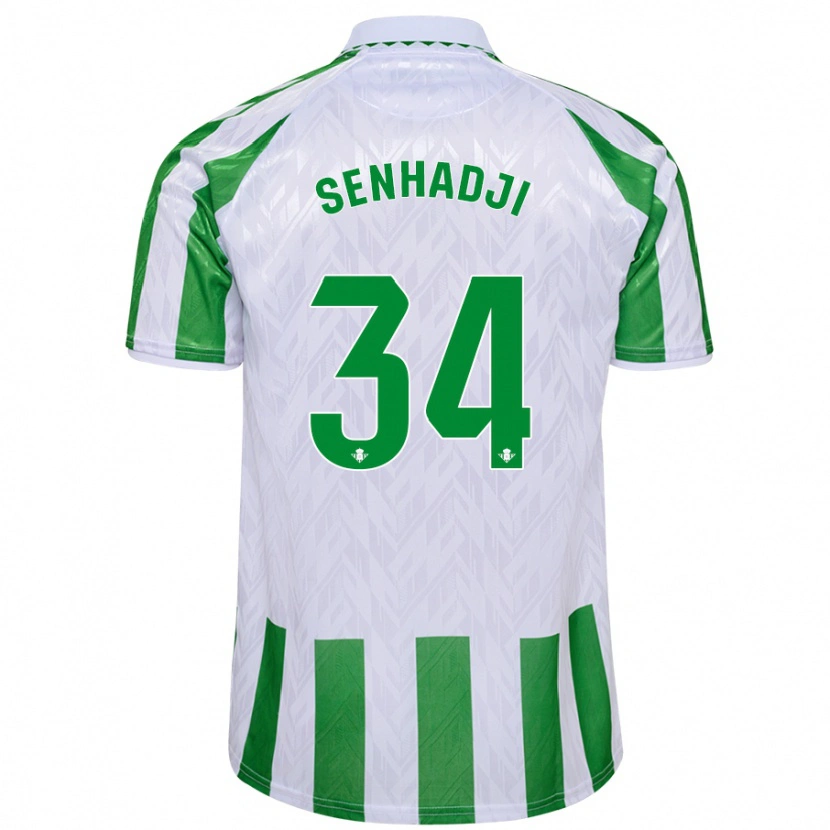 Danxen Kvinder Yanis Senhadji #34 Grønne Hvide Striber Hjemmebane Spillertrøjer 2024/25 Trøje T-Shirt