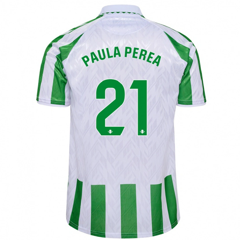 Danxen Kvinder Paula Perea Ramírez #21 Grønne Hvide Striber Hjemmebane Spillertrøjer 2024/25 Trøje T-Shirt