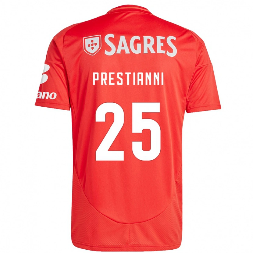 Danxen Kvinder Gianluca Prestianni #25 Rød Hvid Hjemmebane Spillertrøjer 2024/25 Trøje T-Shirt