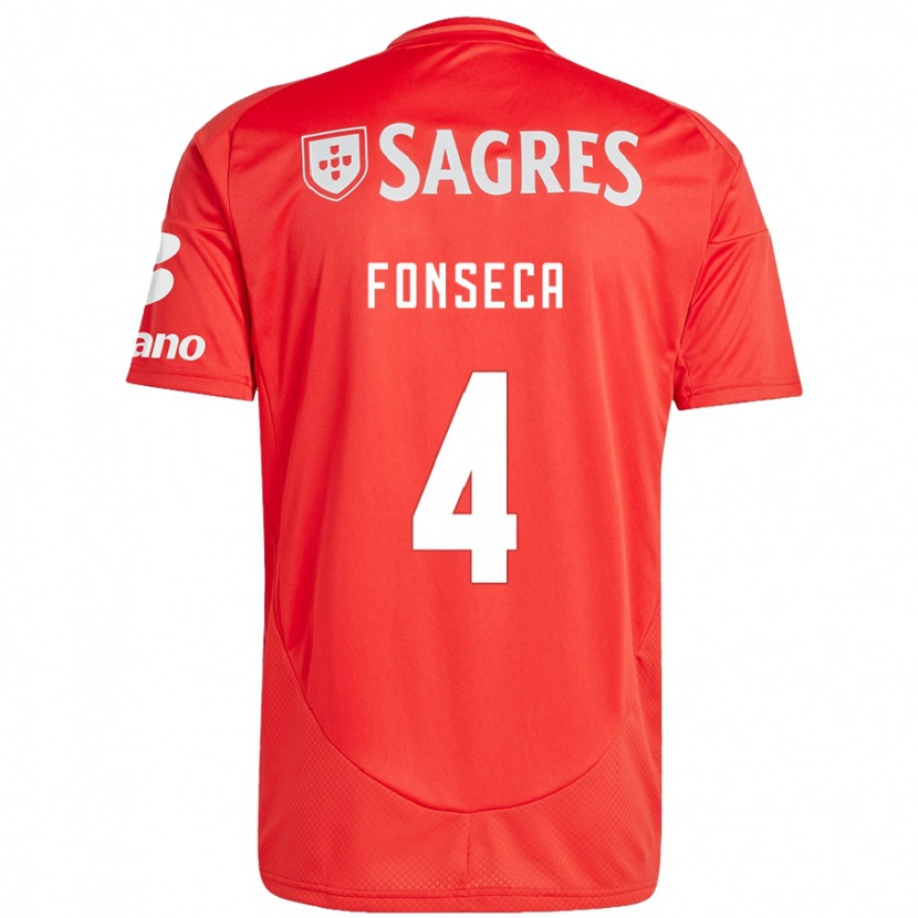 Danxen Kvinder João Fonseca #4 Rød Hvid Hjemmebane Spillertrøjer 2024/25 Trøje T-Shirt