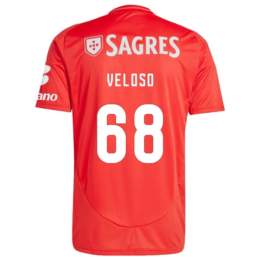 Danxen Kvinder João Veloso #68 Rød Hvid Hjemmebane Spillertrøjer 2024/25 Trøje T-Shirt