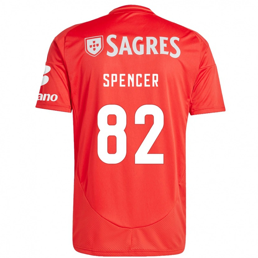 Danxen Kvinder Diogo Spencer #82 Rød Hvid Hjemmebane Spillertrøjer 2024/25 Trøje T-Shirt