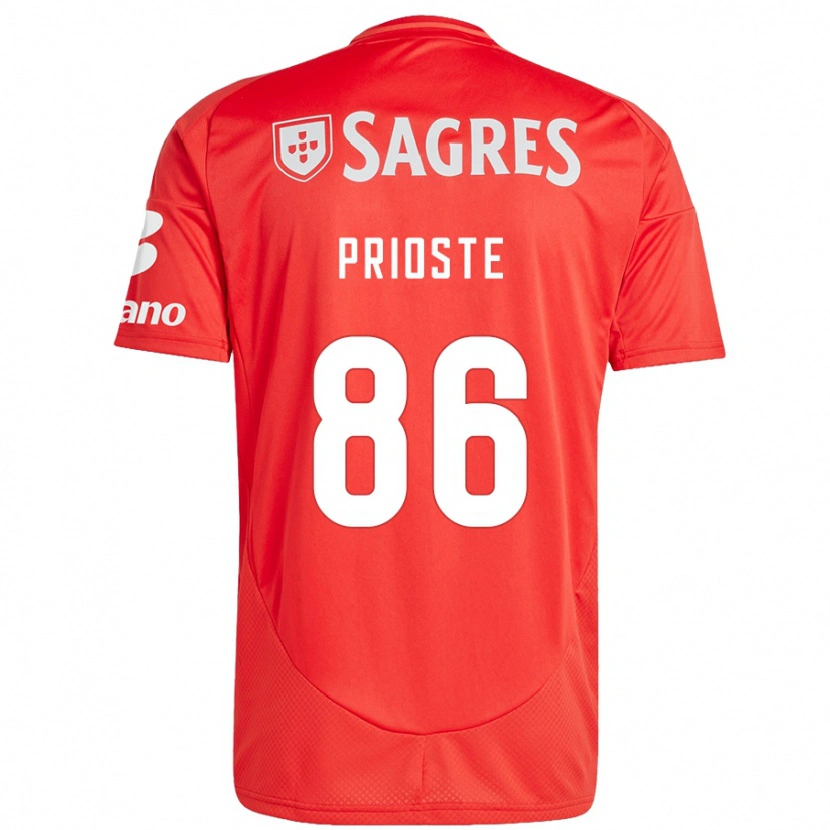 Danxen Kvinder Diogo Prioste #86 Rød Hvid Hjemmebane Spillertrøjer 2024/25 Trøje T-Shirt
