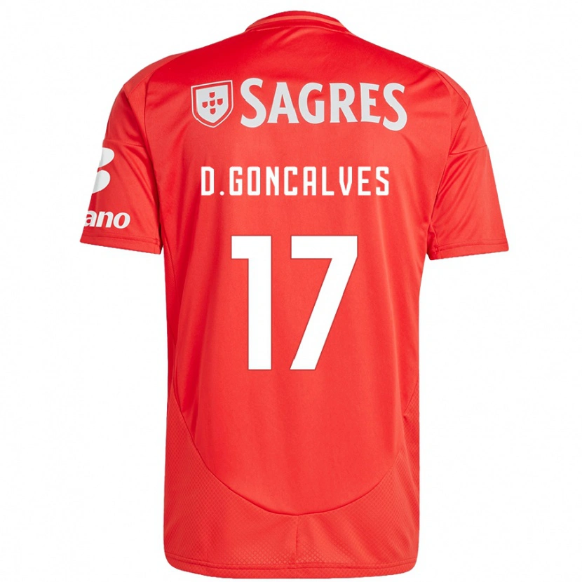 Danxen Kvinder Diogo Goncalves #17 Rød Hvid Hjemmebane Spillertrøjer 2024/25 Trøje T-Shirt