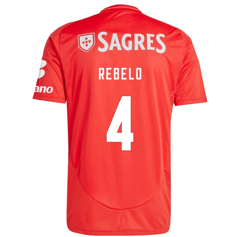 Danxen Kvinder Silvia Rebelo #4 Rød Hvid Hjemmebane Spillertrøjer 2024/25 Trøje T-Shirt
