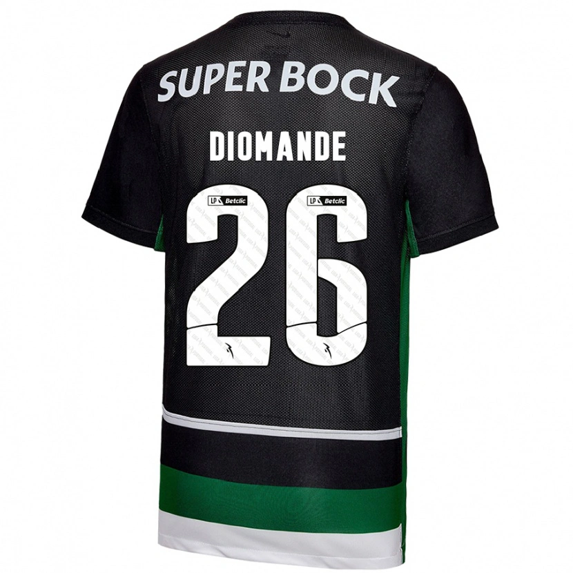 Danxen Kvinder Ousmane Diomande #26 Sort Hvid Grøn Hjemmebane Spillertrøjer 2024/25 Trøje T-Shirt