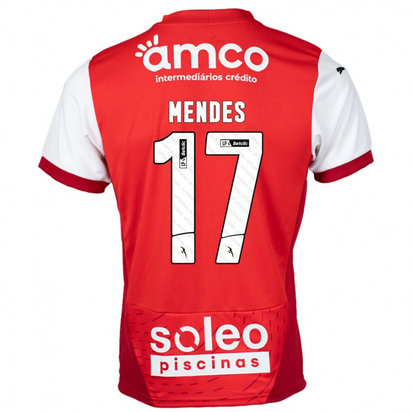 Danxen Kvinder Joe Mendes #17 Rød Hvid Hjemmebane Spillertrøjer 2024/25 Trøje T-Shirt
