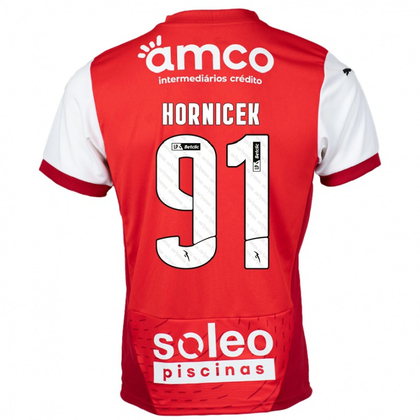 Danxen Kvinder Lukas Hornicek #91 Rød Hvid Hjemmebane Spillertrøjer 2024/25 Trøje T-Shirt