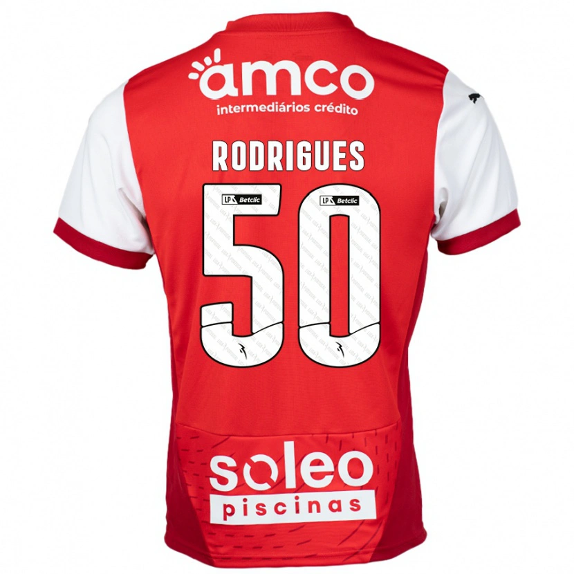 Danxen Kvinder Diego Rodrigues #50 Rød Hvid Hjemmebane Spillertrøjer 2024/25 Trøje T-Shirt