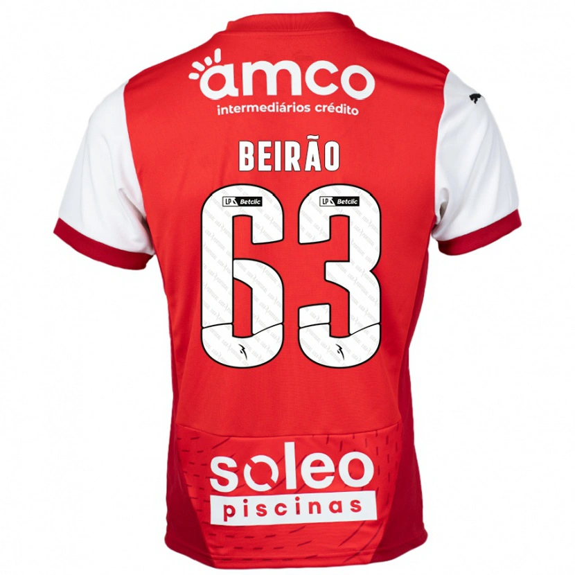 Danxen Kvinder Rodrigo Beirão #63 Rød Hvid Hjemmebane Spillertrøjer 2024/25 Trøje T-Shirt