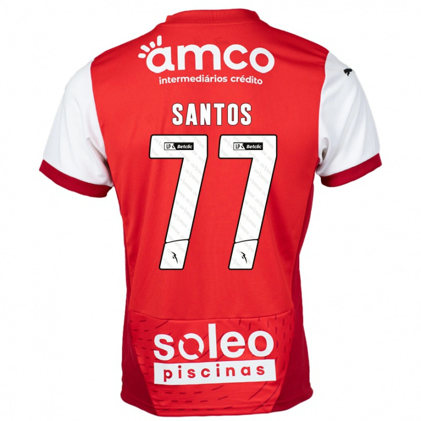 Danxen Kvinder Edu Santos #77 Rød Hvid Hjemmebane Spillertrøjer 2024/25 Trøje T-Shirt