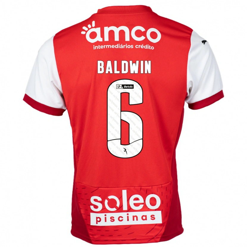 Danxen Kvinder Carlyn Baldwin #6 Rød Hvid Hjemmebane Spillertrøjer 2024/25 Trøje T-Shirt