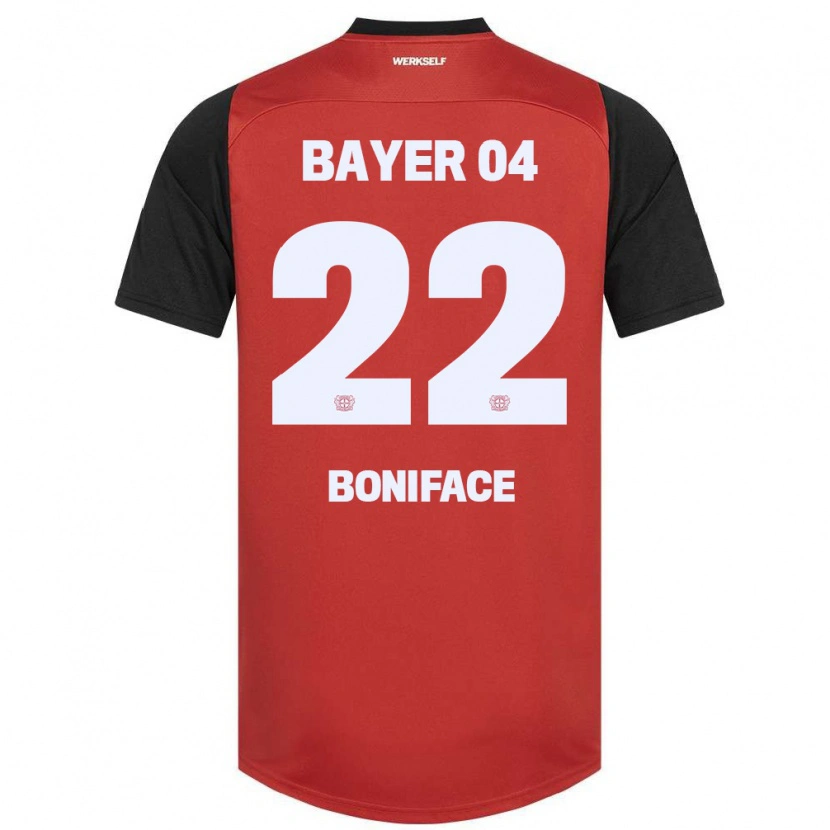 Danxen Kvinder Victor Boniface #22 Rød Sort Hjemmebane Spillertrøjer 2024/25 Trøje T-Shirt