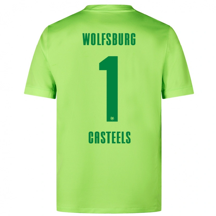 Danxen Kvinder Koen Casteels #1 Fluorescerende Grøn Hjemmebane Spillertrøjer 2024/25 Trøje T-Shirt