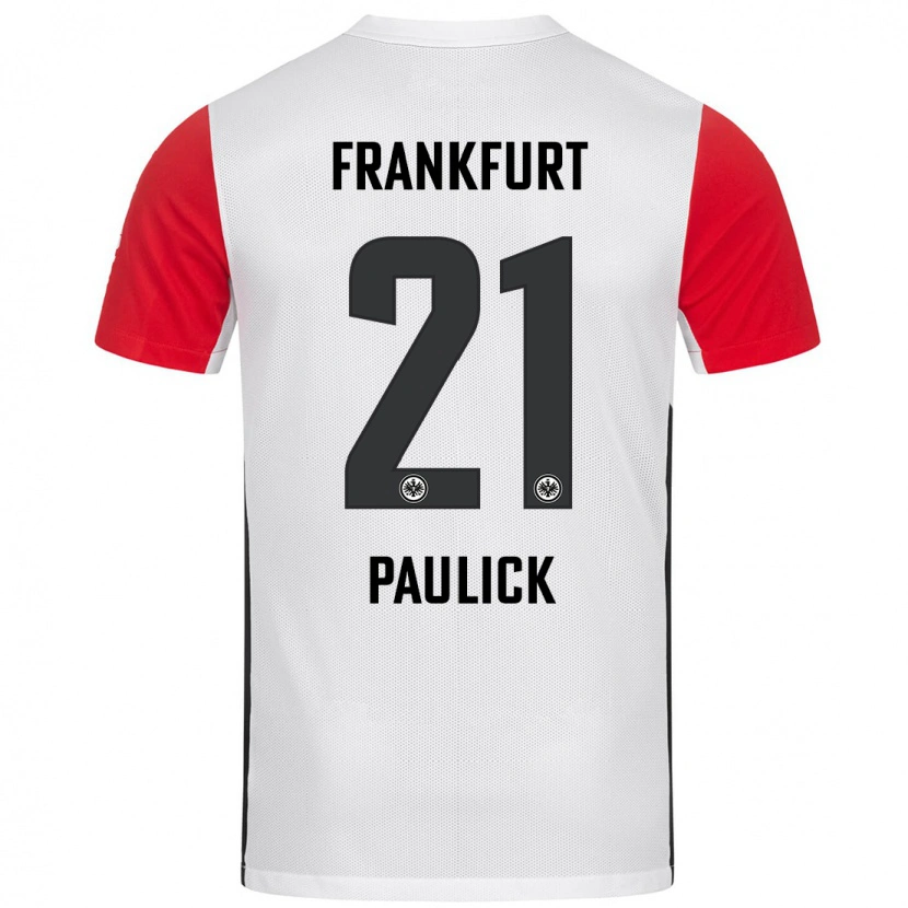 Danxen Kvinder Lea Paulick #21 Hvid Rød Hjemmebane Spillertrøjer 2024/25 Trøje T-Shirt