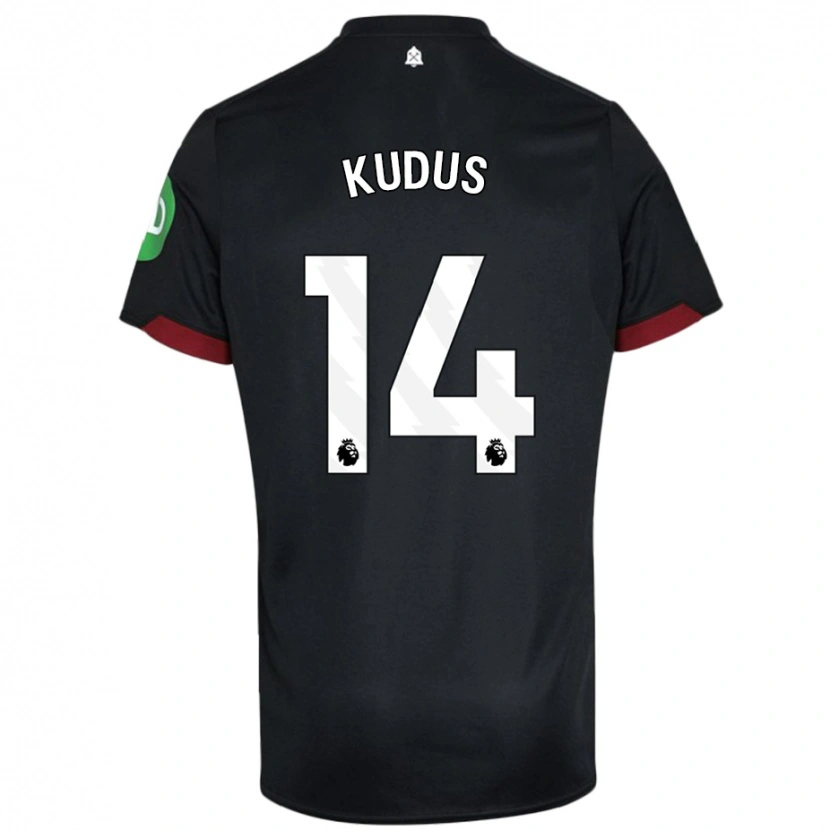 Danxen Kvinder Mohammed Kudus #14 Sort Hvid Udebane Spillertrøjer 2024/25 Trøje T-Shirt