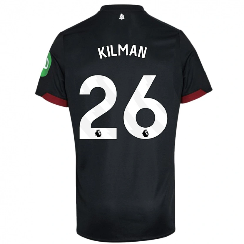 Danxen Kvinder Max Kilman #26 Sort Hvid Udebane Spillertrøjer 2024/25 Trøje T-Shirt