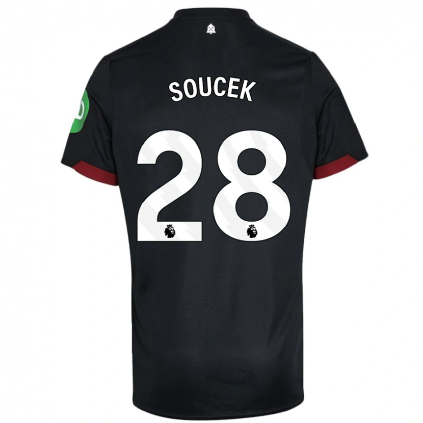 Danxen Kvinder Tomas Soucek #28 Sort Hvid Udebane Spillertrøjer 2024/25 Trøje T-Shirt