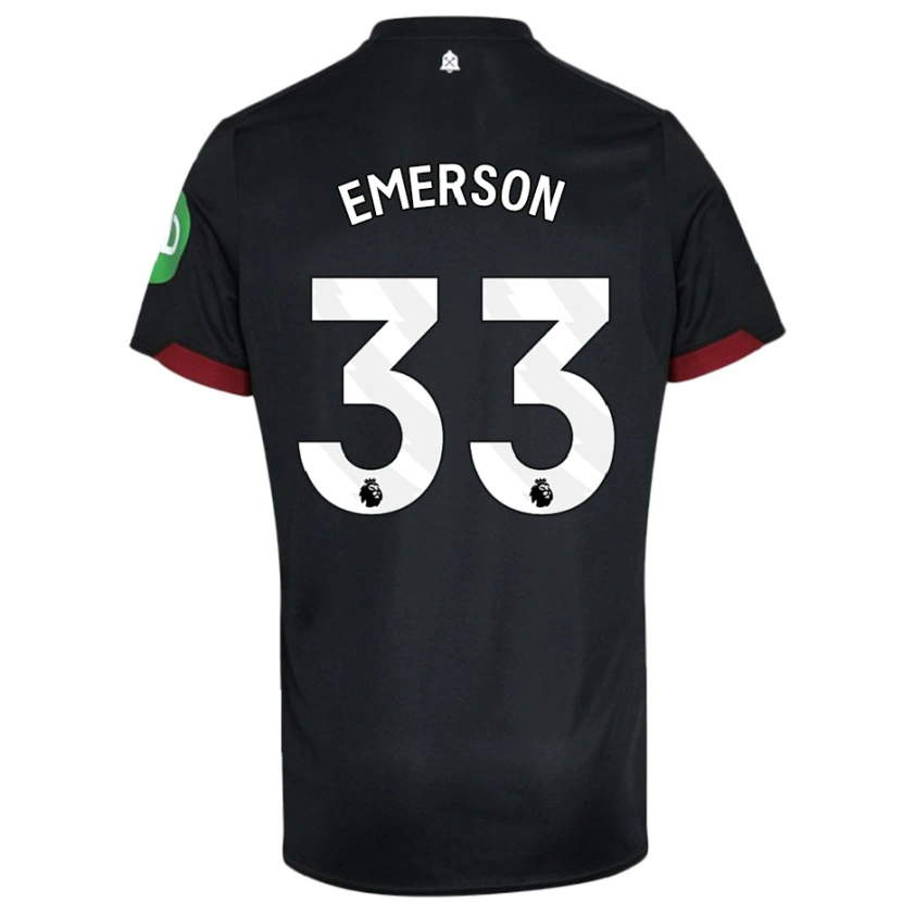 Danxen Kvinder Emerson #33 Sort Hvid Udebane Spillertrøjer 2024/25 Trøje T-Shirt