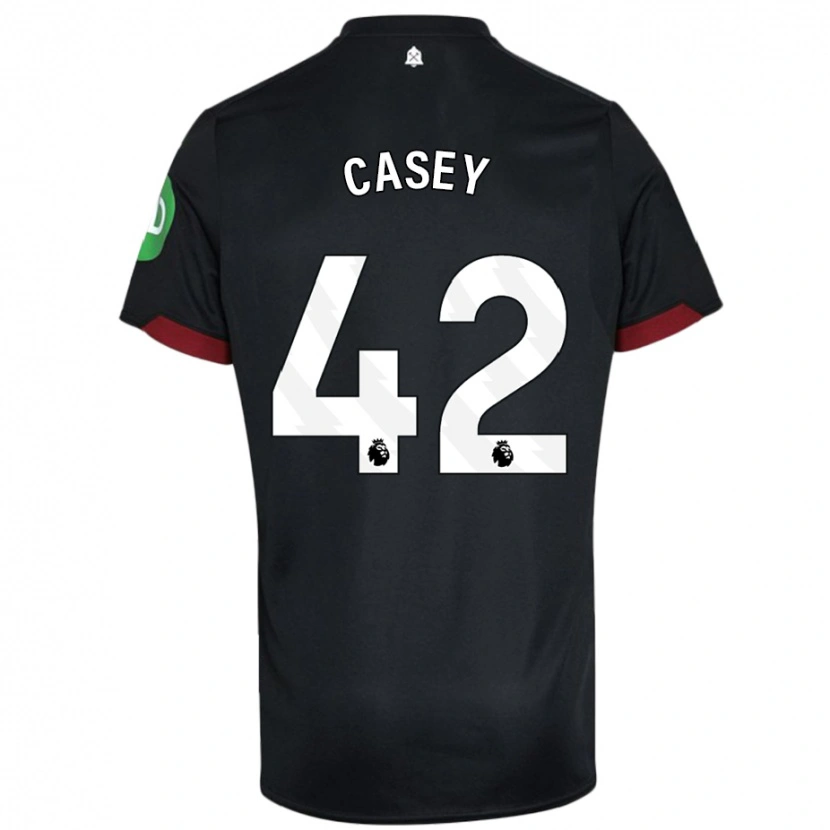 Danxen Kvinder Kaelan Casey #42 Sort Hvid Udebane Spillertrøjer 2024/25 Trøje T-Shirt
