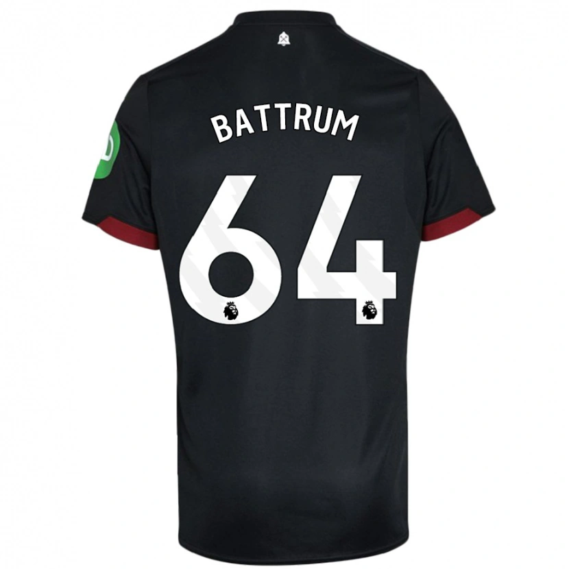 Danxen Kvinder Ryan Battrum #64 Sort Hvid Udebane Spillertrøjer 2024/25 Trøje T-Shirt