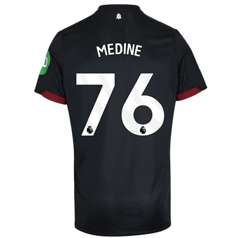 Danxen Kvinder Jethro Medine #76 Sort Hvid Udebane Spillertrøjer 2024/25 Trøje T-Shirt