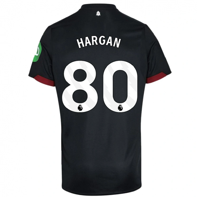 Danxen Kvinder Riley Hargan #80 Sort Hvid Udebane Spillertrøjer 2024/25 Trøje T-Shirt