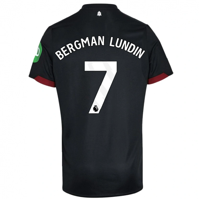 Danxen Kvinder Marika Bergman-Lundin #7 Sort Hvid Udebane Spillertrøjer 2024/25 Trøje T-Shirt