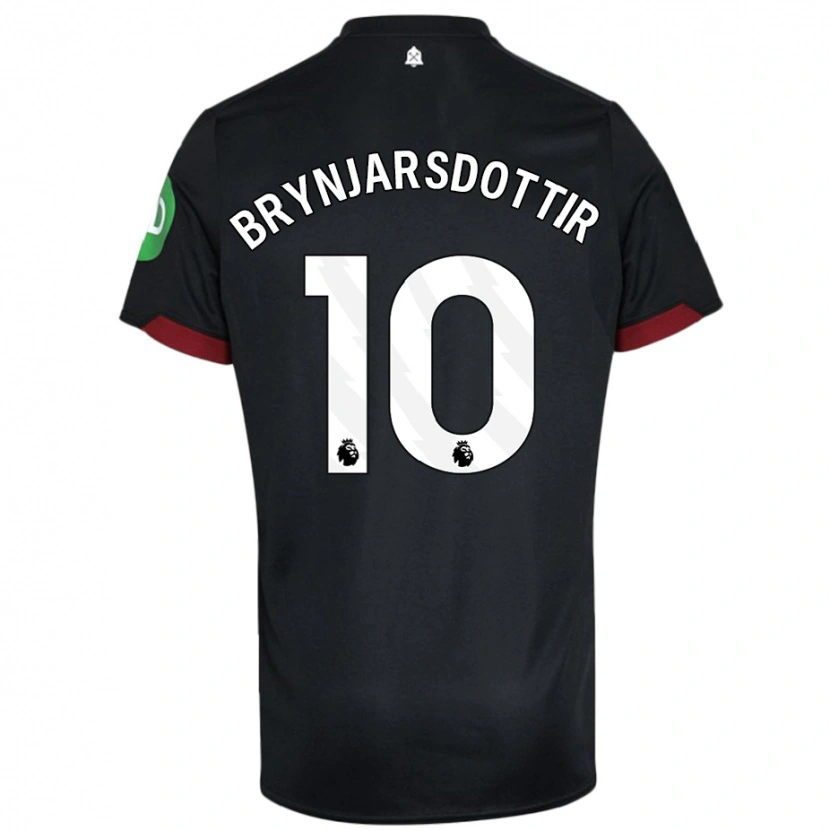 Danxen Kvinder Dagný Brynjarsdóttir #10 Sort Hvid Udebane Spillertrøjer 2024/25 Trøje T-Shirt