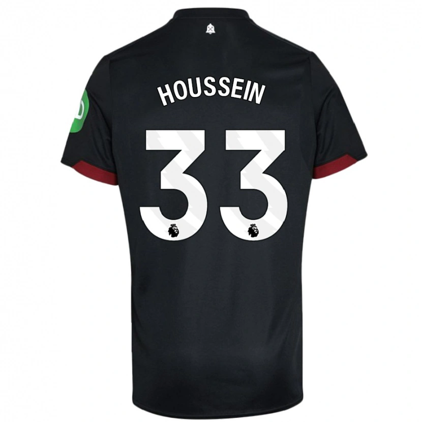Danxen Kvinder Halle Houssein #33 Sort Hvid Udebane Spillertrøjer 2024/25 Trøje T-Shirt