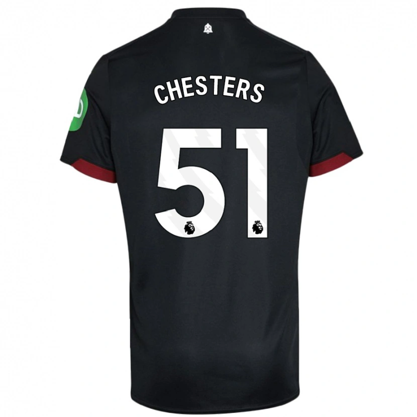 Danxen Kvinder Dan Chesters #51 Sort Hvid Udebane Spillertrøjer 2024/25 Trøje T-Shirt