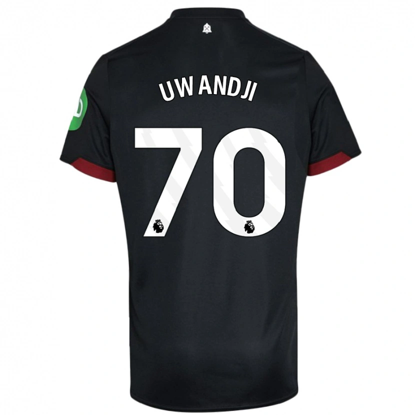 Danxen Kvinder Blaise Uwandji #70 Sort Hvid Udebane Spillertrøjer 2024/25 Trøje T-Shirt