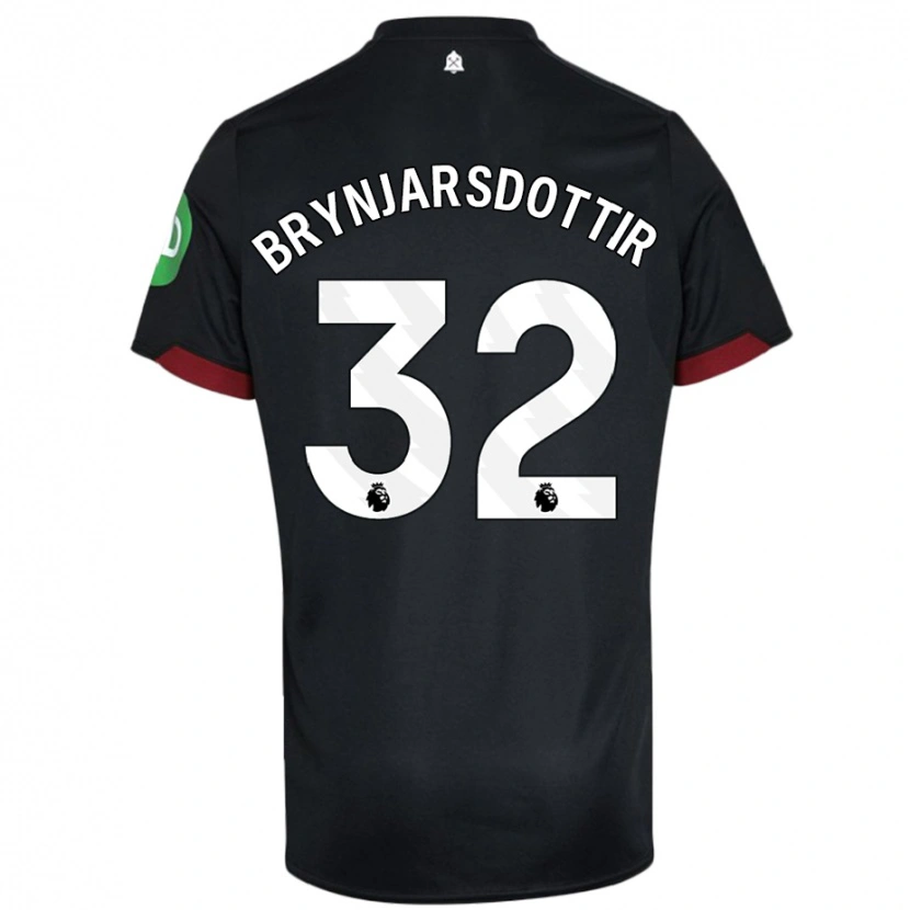 Danxen Kvinder Dagny Brynjarsdottir #32 Sort Hvid Udebane Spillertrøjer 2024/25 Trøje T-Shirt