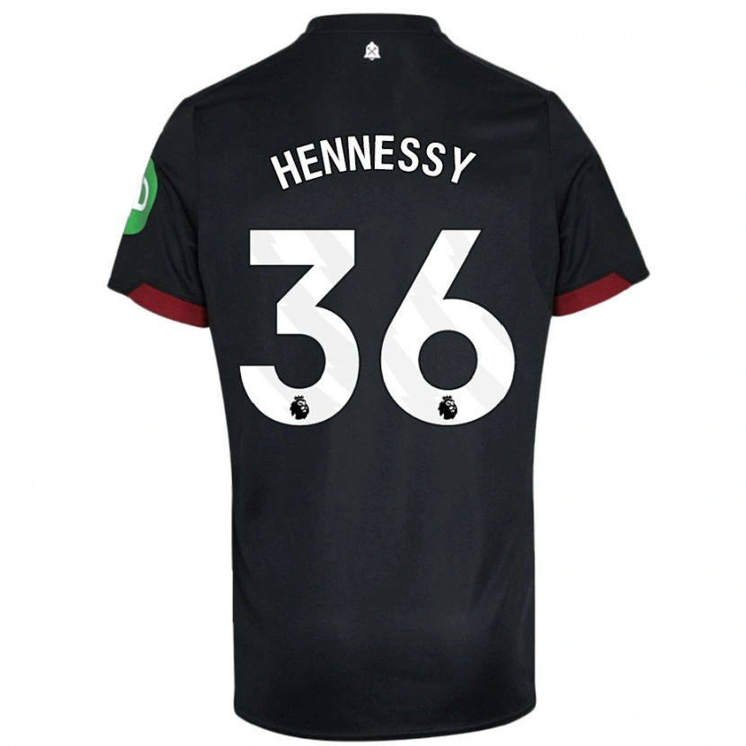 Danxen Kvinder Alexandra Hennessy #36 Sort Hvid Udebane Spillertrøjer 2024/25 Trøje T-Shirt