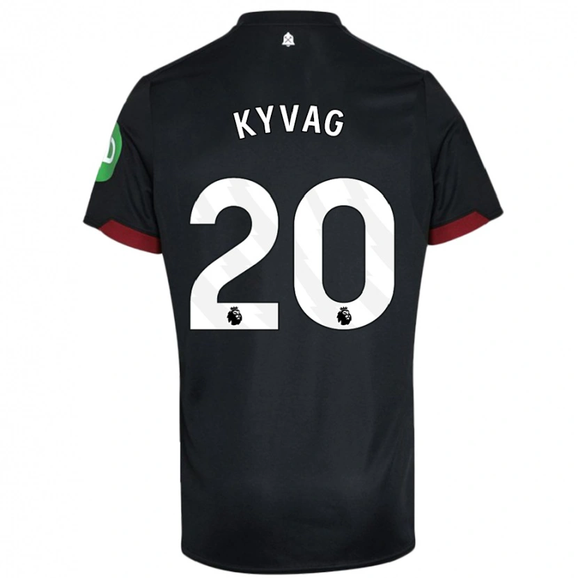 Danxen Kvinder Thea Kyvag #20 Sort Hvid Udebane Spillertrøjer 2024/25 Trøje T-Shirt