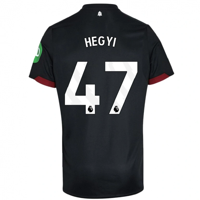 Danxen Kvinder Krisztian Hegyi #47 Sort Hvid Udebane Spillertrøjer 2024/25 Trøje T-Shirt