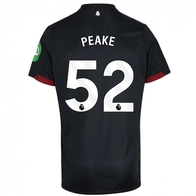 Danxen Kvinder Lennon Peake #52 Sort Hvid Udebane Spillertrøjer 2024/25 Trøje T-Shirt