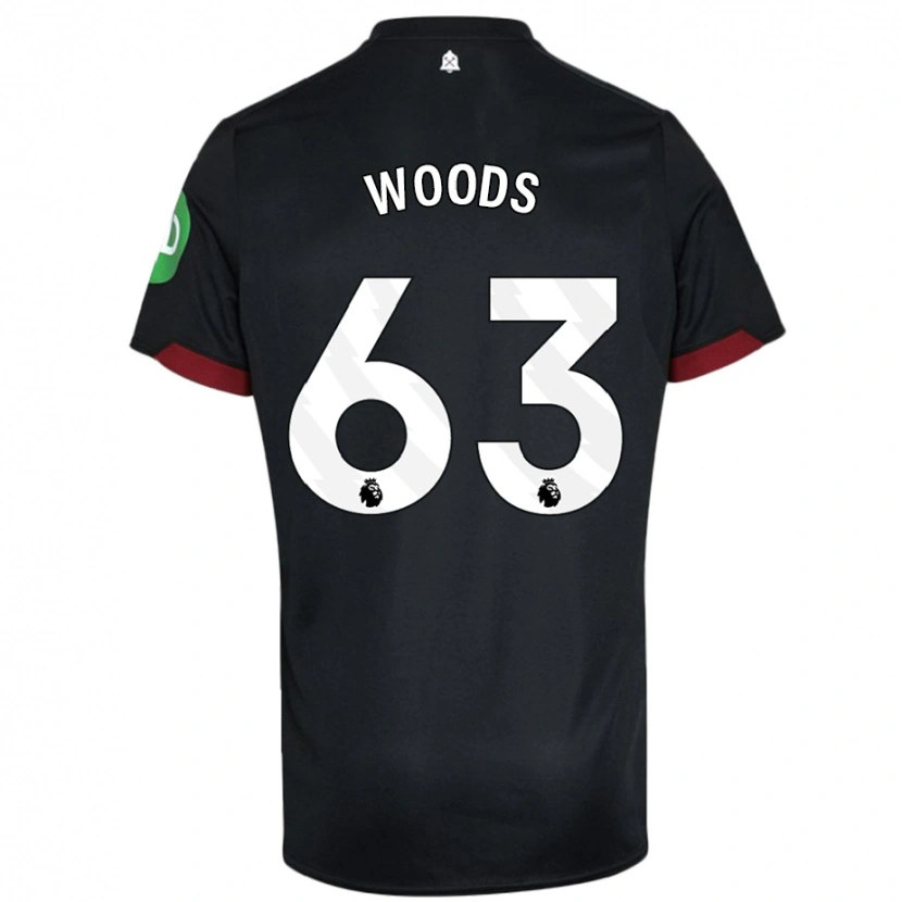 Danxen Kvinder Archie Woods #63 Sort Hvid Udebane Spillertrøjer 2024/25 Trøje T-Shirt
