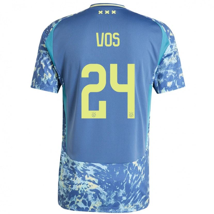 Danxen Kvinder Silvano Vos #24 Grå Blå Gul Udebane Spillertrøjer 2024/25 Trøje T-Shirt