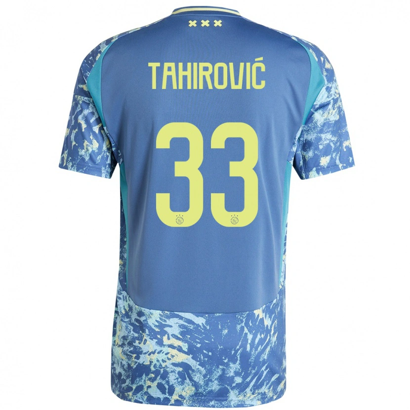 Danxen Kvinder Benjamin Tahirovic #33 Grå Blå Gul Udebane Spillertrøjer 2024/25 Trøje T-Shirt