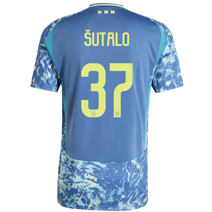 Danxen Kvinder Josip Sutalo #37 Grå Blå Gul Udebane Spillertrøjer 2024/25 Trøje T-Shirt