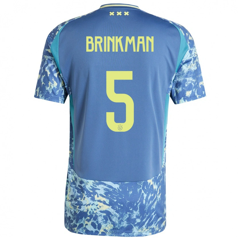 Danxen Kvinder Tim Brinkman #5 Grå Blå Gul Udebane Spillertrøjer 2024/25 Trøje T-Shirt
