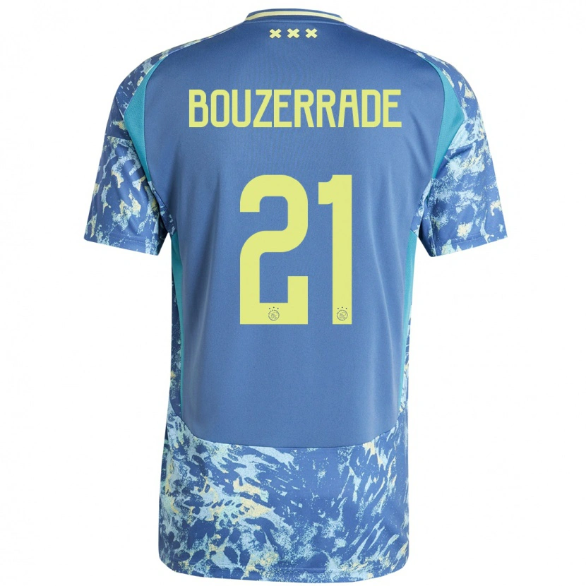 Danxen Kvinder Zaina Bouzerrade #21 Grå Blå Gul Udebane Spillertrøjer 2024/25 Trøje T-Shirt