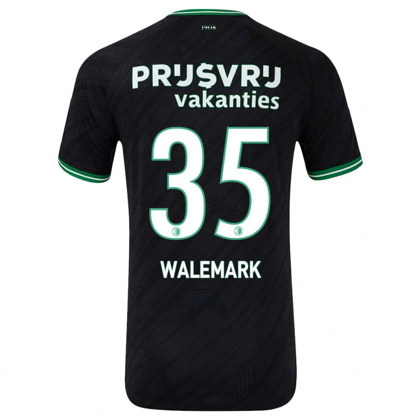 Danxen Kvinder Patrik Walemark #35 Sort Grøn Udebane Spillertrøjer 2024/25 Trøje T-Shirt