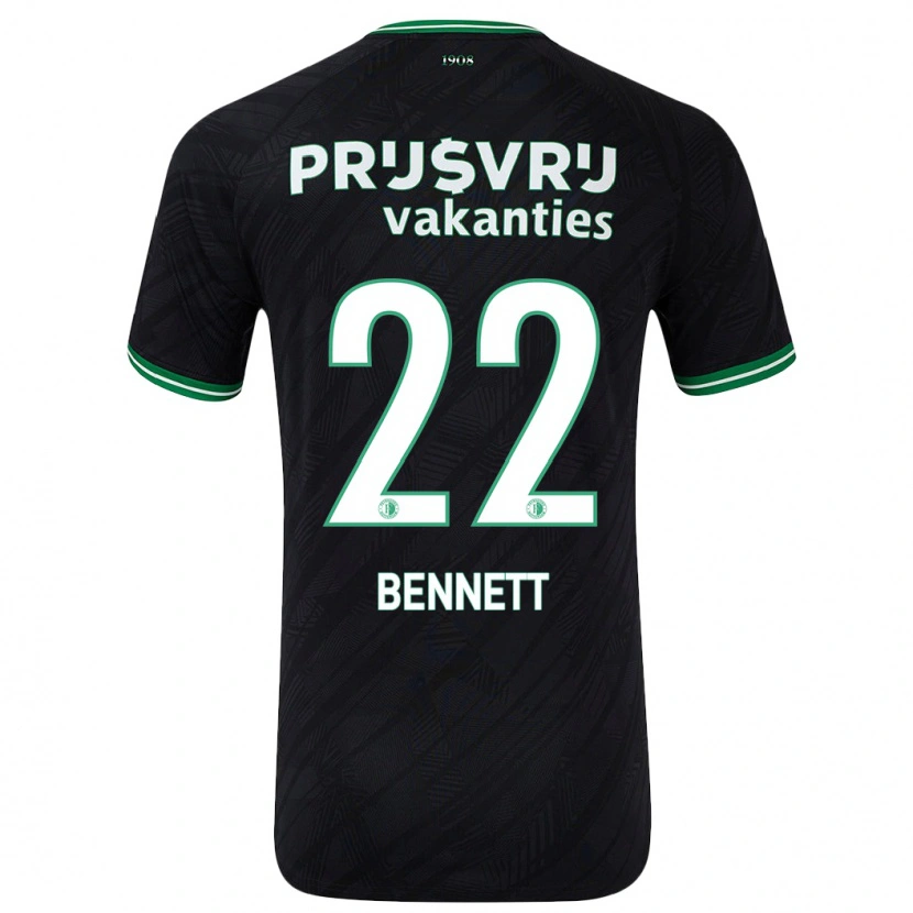 Danxen Kvinder Walter Bennett #22 Sort Grøn Udebane Spillertrøjer 2024/25 Trøje T-Shirt
